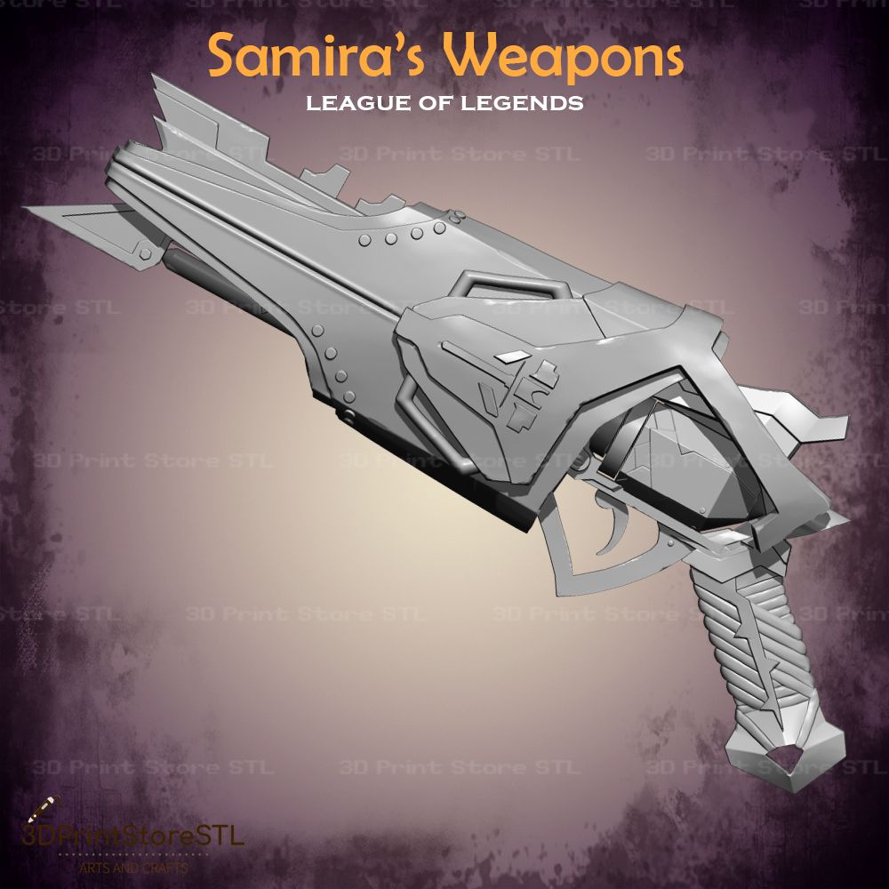 Samira Weapon Cosplay League Of Legends  STL File 3D Print Model 13