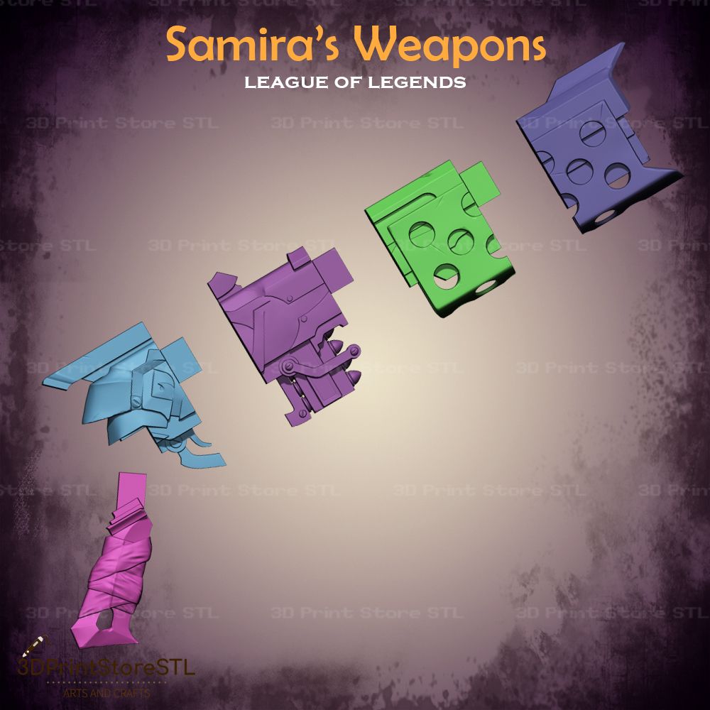 Samira Weapon Cosplay League Of Legends  STL File 3D Print Model 15