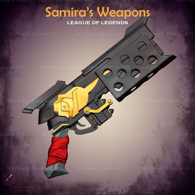 Samira Weapon Cosplay League Of Legends  STL File 3D Print Model 4