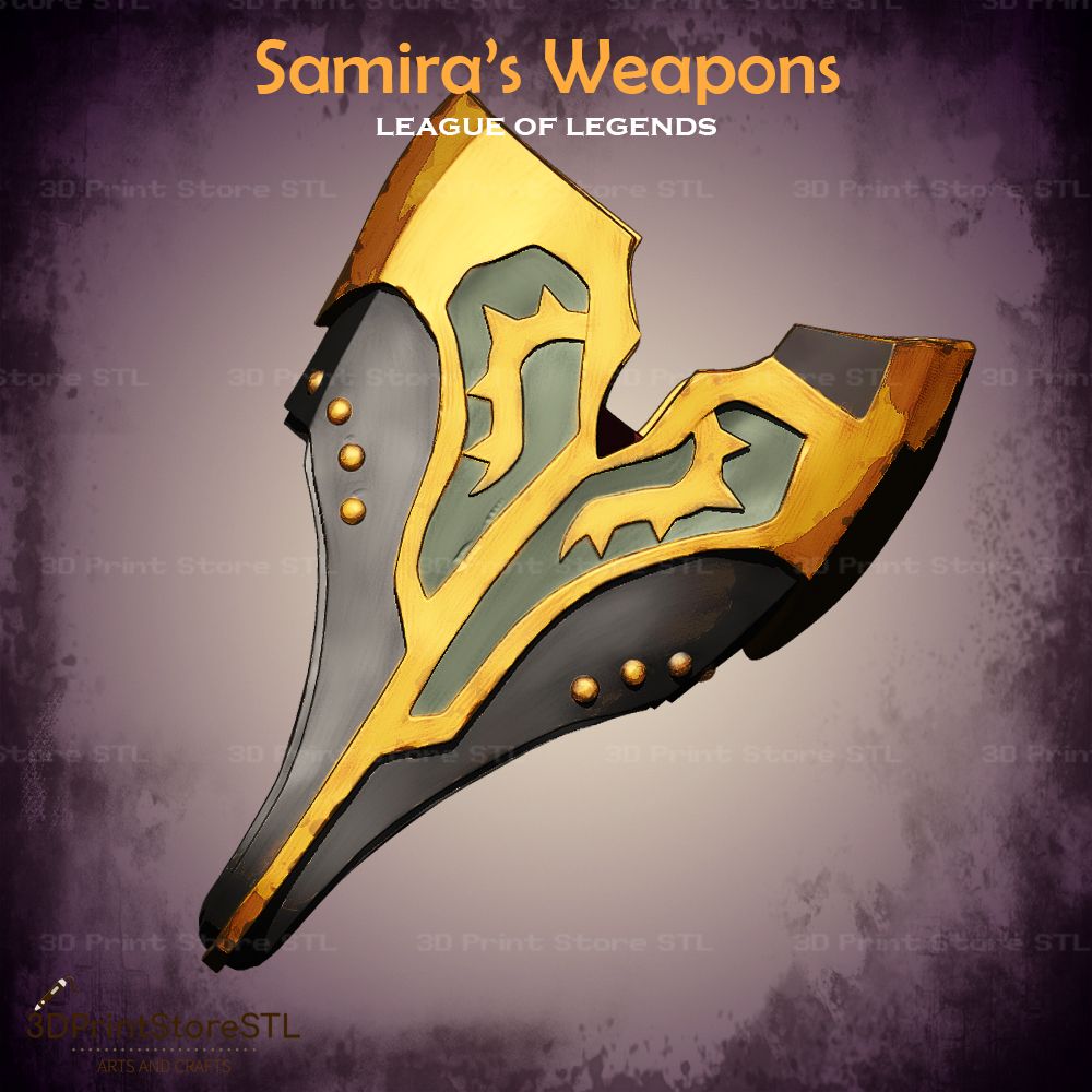 Samira Weapon Cosplay League Of Legends  STL File 3D Print Model 5