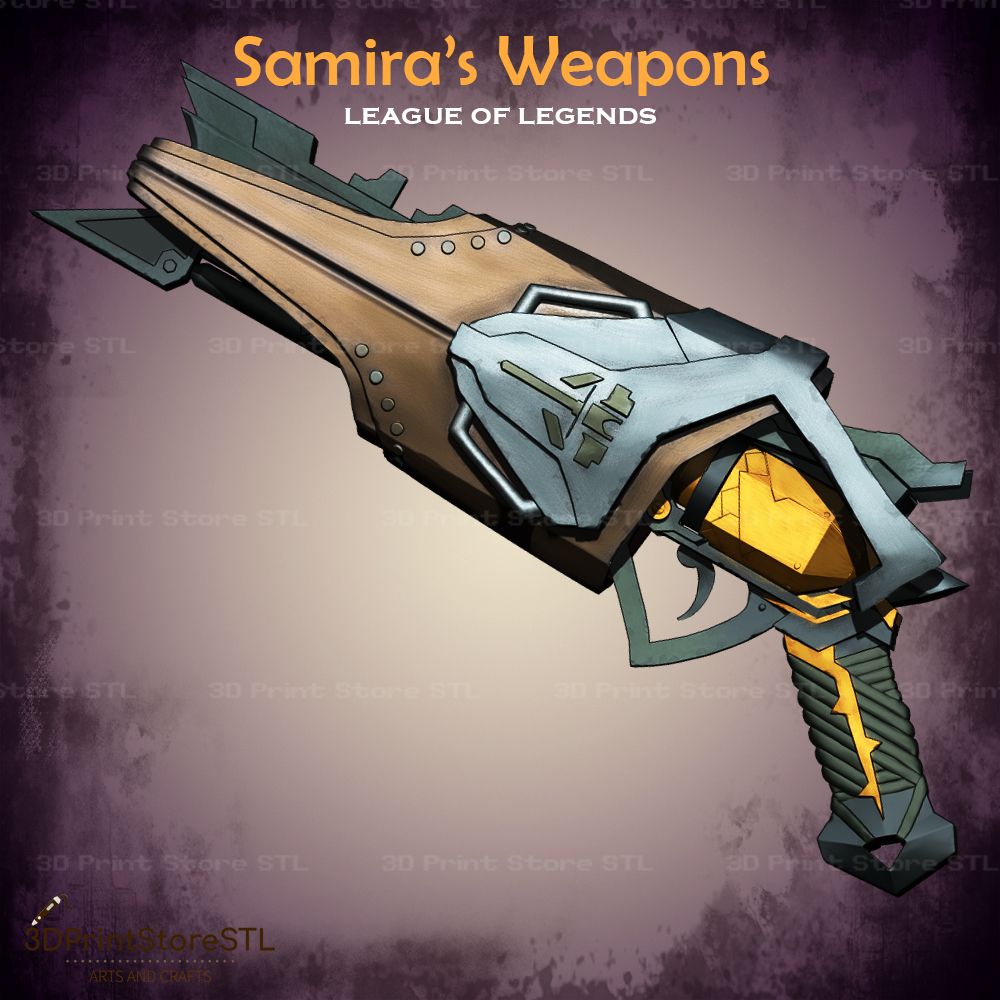 Samira Weapon Cosplay League Of Legends  STL File 3D Print Model 6