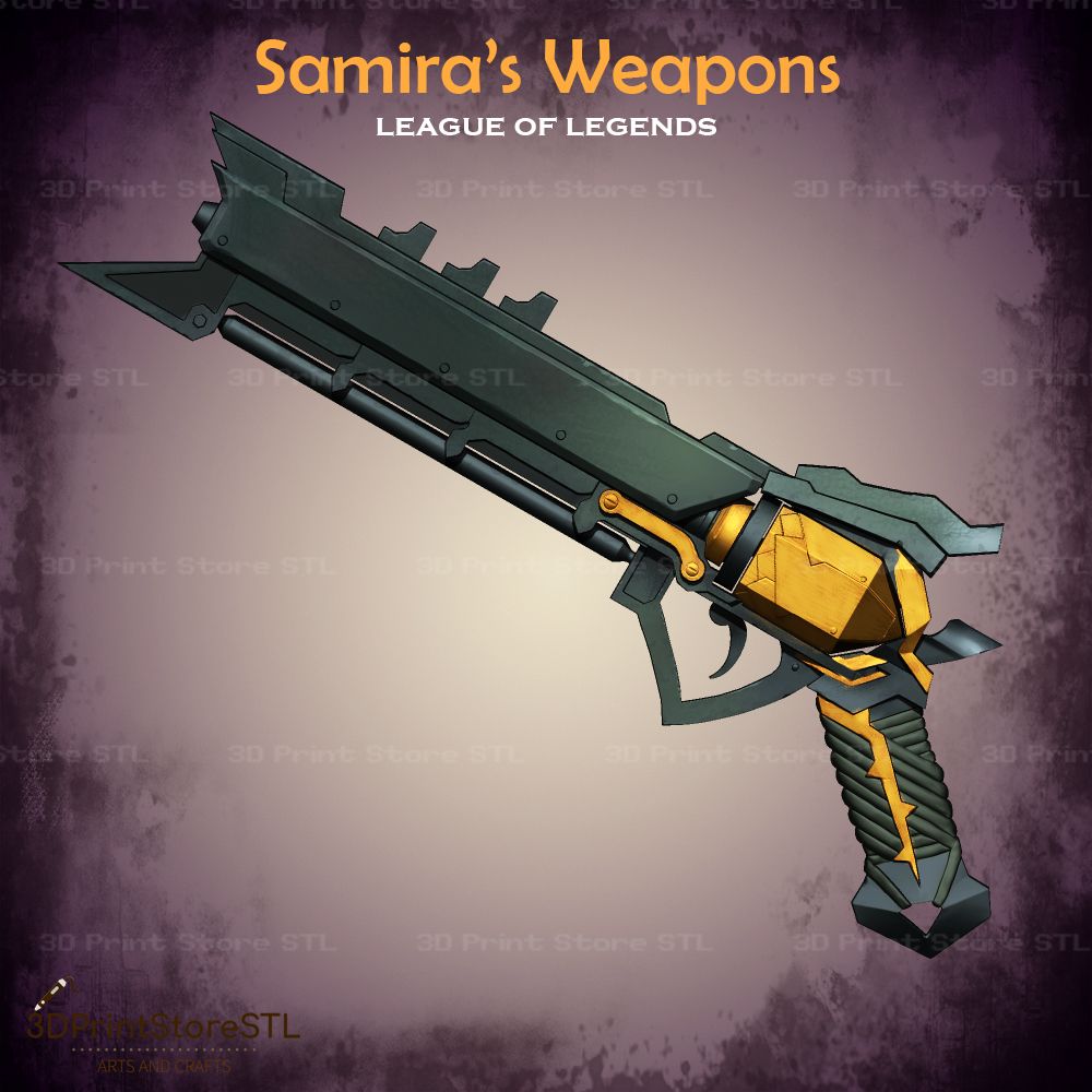 Samira Weapon Cosplay League Of Legends  STL File 3D Print Model 8