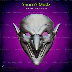 shaco mask cosplay league of legends - stl file 3d print model