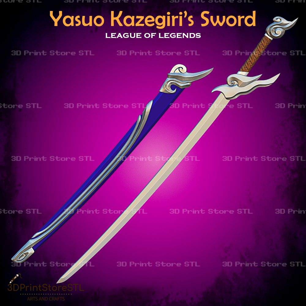 Yasuo Kazegiri Sword Cosplay League Of Legends STL File 3D Print Model 0