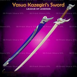 yasuo kazegiri sword cosplay league of legends - stl file 3d print model