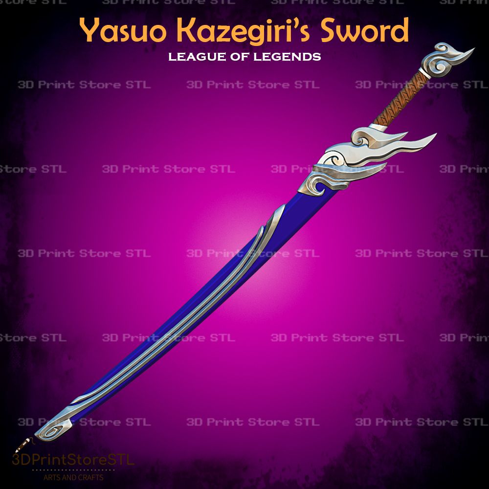 Yasuo Kazegiri Sword Cosplay League Of Legends STL File 3D Print Model 1