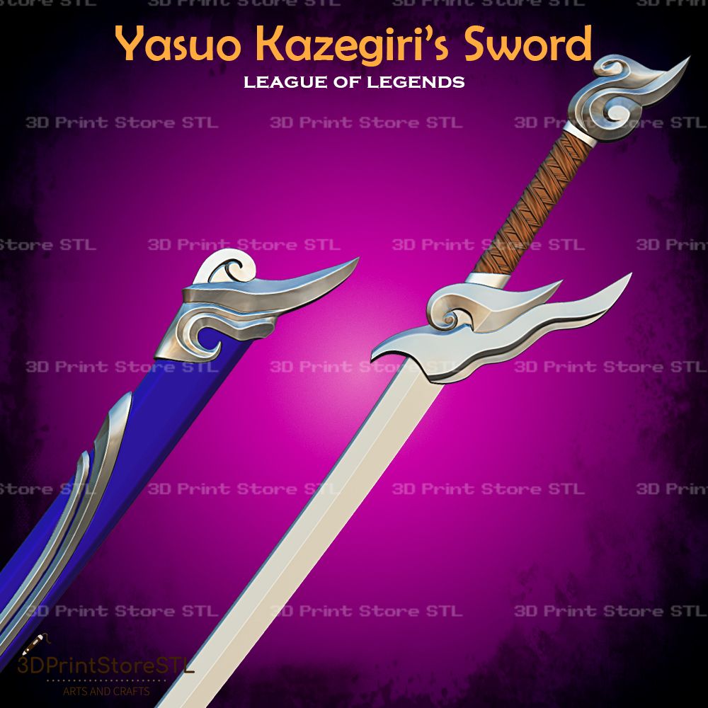 Yasuo Kazegiri Sword Cosplay League Of Legends STL File 3D Print Model 2