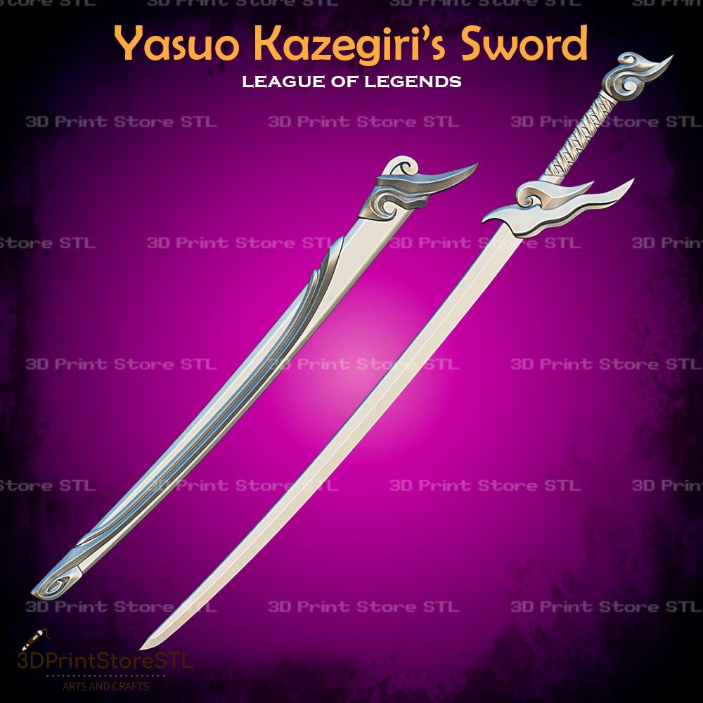 Yasuo Kazegiri Sword Cosplay League Of Legends STL File 3D Print Model 3