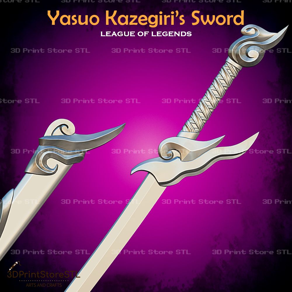 Yasuo Kazegiri Sword Cosplay League Of Legends STL File 3D Print Model 4
