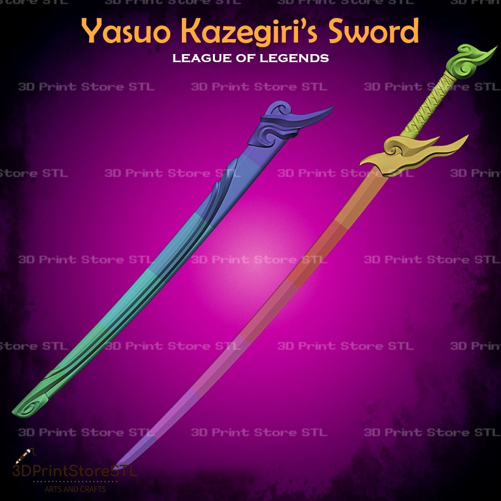 Yasuo Kazegiri Sword Cosplay League Of Legends STL File 3D Print Model 5