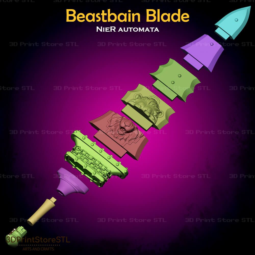 Beastbain Blade Cosplay Nier Automata STL File 3D Print Model 3