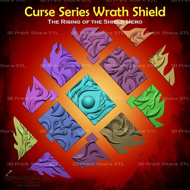 Curse Series ShieldThe Rising Of The Shield Hero STL File 3D Print Model 2