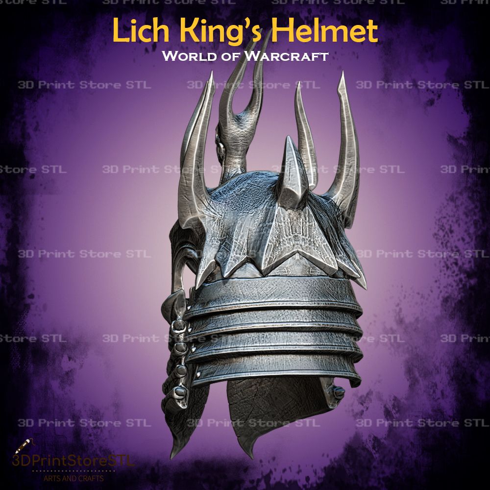Lich King Helmet Cosplay World Of Warcraft STL File 3D Print Model 4