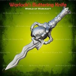 warlock buttering knife cosplay world of warcraft- stl file 3d print model