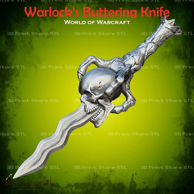 Warlock Buttering Knife Cosplay World Of Warcraft STL File 3D Print Model 0