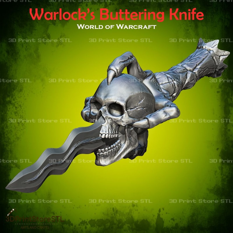 Warlock Buttering Knife Cosplay World Of Warcraft STL File 3D Print Model 1