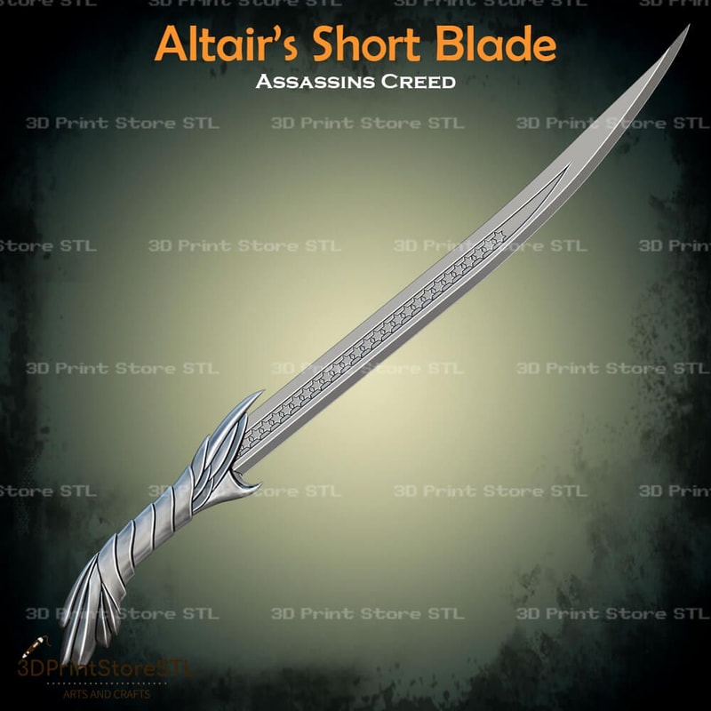 Altair Short Blade Cosplay Assassins Creed STL File 3D Print Model 0