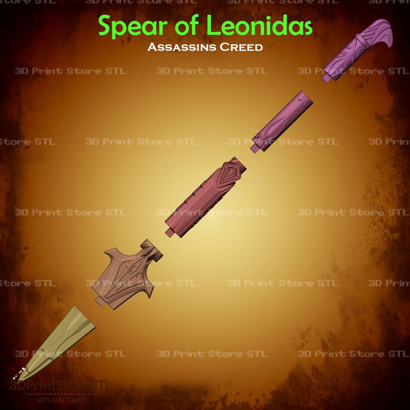 Spear Of Leonidas Cosplay Assassins Creed Odyssey STL File 3D Print Model 2