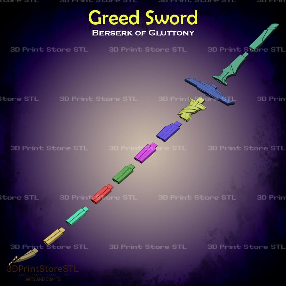 Greed Sword Cosplay Berserk Of Gluttony STL File 3D Print Model 2
