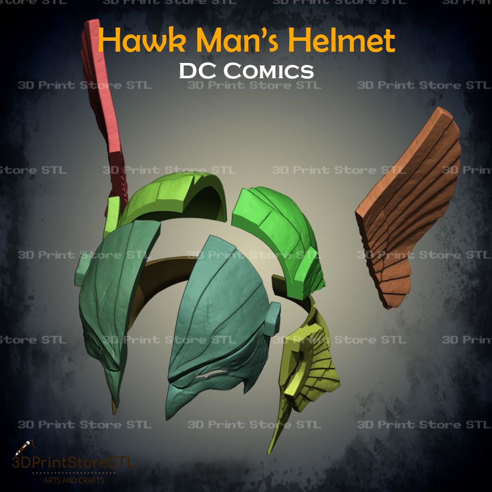 Hawkman Helmet Cosplay DC Comics STL File 3D Print Model 5