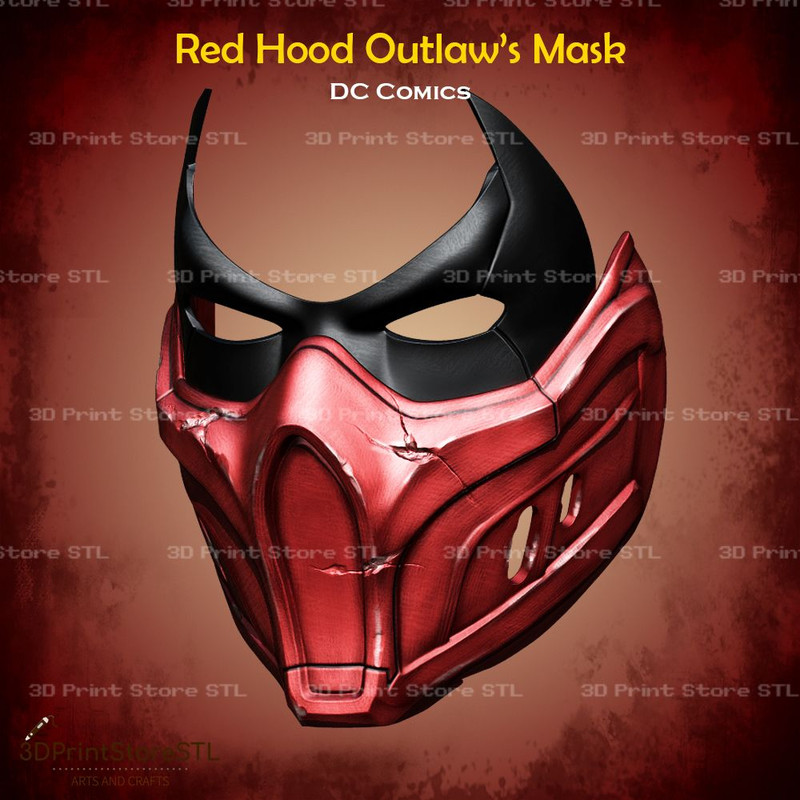 Red Hood Outlaw Mask Cosplay DC Comics STL File 3D Print Model 1