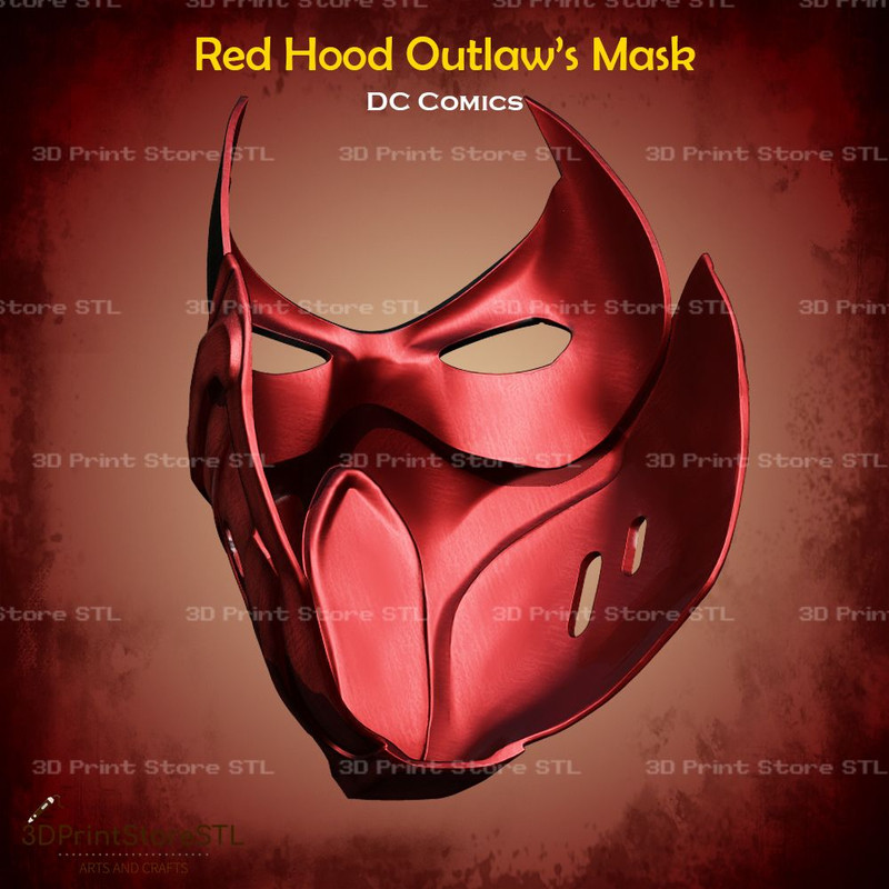 Red Hood Outlaw Mask Cosplay DC Comics STL File 3D Print Model 3