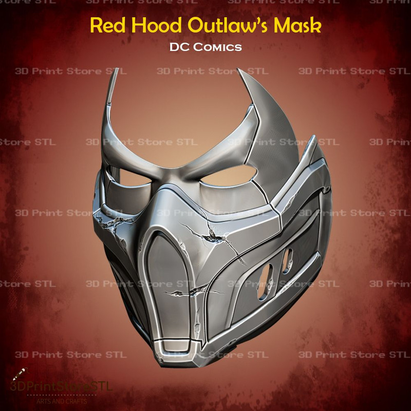 Red Hood Outlaw Mask Cosplay DC Comics STL File 3D Print Model 4