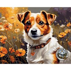 Paint by Number Kit - Jack Russell Terrier Dog, Acrylic DIY Paint by Numbers, Animal Paintings, Pet Portrait, Wall Art