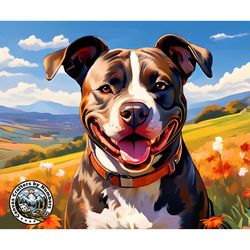 Paint by Numbers Kit-American Pit Bull Terrier, Pit Bull Wall Art, Pittie Dog Portrait, DIY Acrylic Painting Kit
