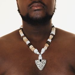 Stone Mens Pendant Necklace / Unique Gigts for him / Inspired by African Jewelry Men