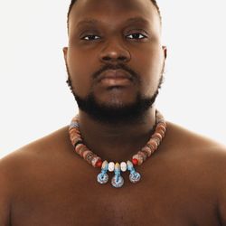 African Men's Stone Pendant Necklaces / Handmade Jewelry For Men / Perfect Gifts for Him