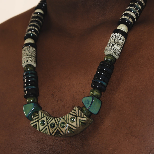 mens jewelry, mens pendant, men necklace, african jewelry, beaded necklace, african jewelry men, african men jewelry, chunky necklace, long necklace, stone neck
