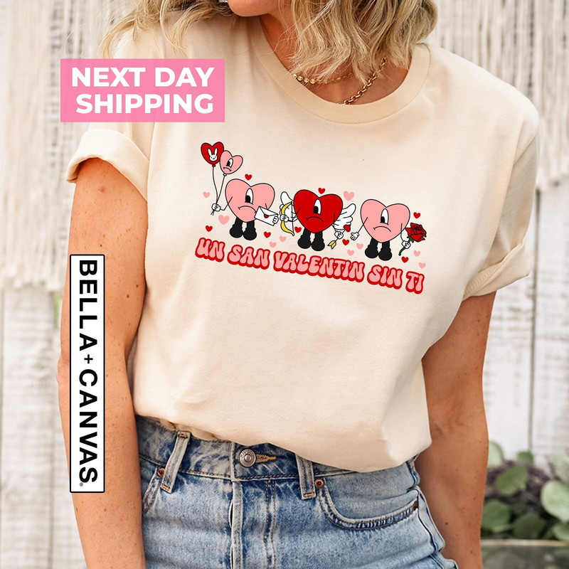 Bad Bunny Heart Shirt, Un San Valentin Sin Ti Shirt, Bad Bunny Valentine Shirt, Valentine's Day Shirt, Valentines Day Gift, Christmas Gift.jpg