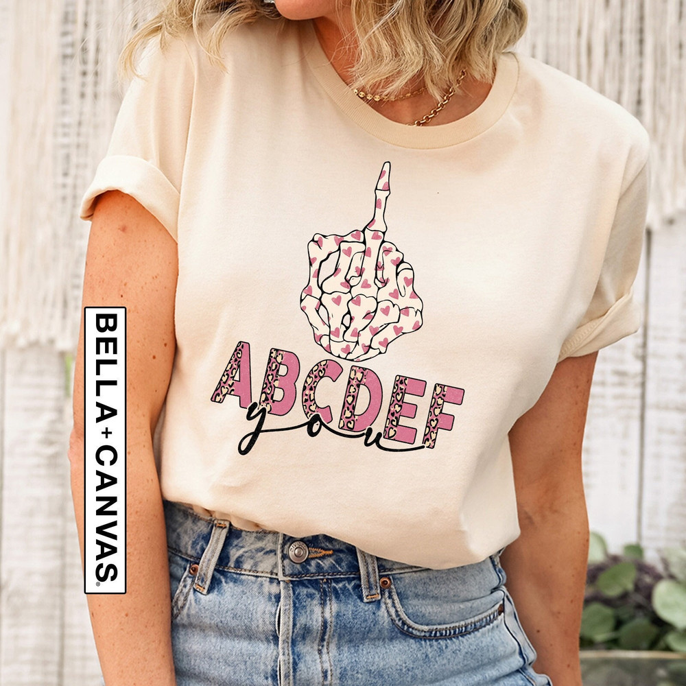 ABCDEF Skeleton Middle Finger, Valentines Day Skeleton Shirt, Skeleton Heart Shirt, Anti Valentine Day Shirt, Valentine Tee, Couple Shirt.jpg