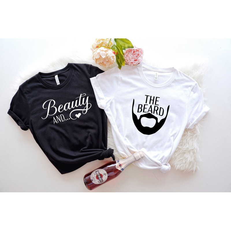 Beauty And The Beard Shirt, Matching Couples Valentines T-Shirt, Funny Couple Tees, Matching Wife and Husband Shirts, Honeymoon T-Shirts.jpg