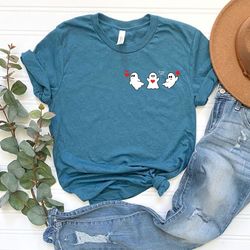 ghost valentines day pocket t-shirt, valentines day gift, minimalist cute ghost shirt, funny valentines day shirt, spook