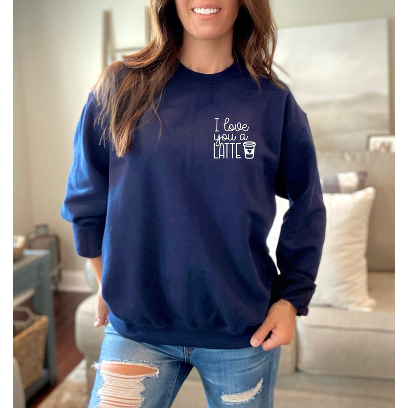 Valentine's Day I Love You a Latte Pocket Sweatshirt, Valentine Minimalist Gift for Girlfriend, Coffee Lovers Valentines Couple Sweatshirt.jpg