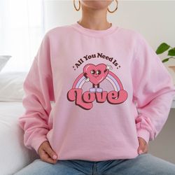 cute valentines day sweatshirt, retro love hoodie, hearts sweatshirt, valentines day sweater, womens valentines sweatshi