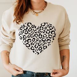 leopard heart sweatshirt, heart sweatshirt, love sweater, animal print sweatshirt, womens valentine sweatshirt, heart sw