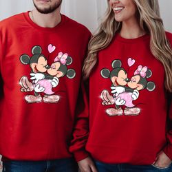 mickey and minnie in love sweatshirt, disney sweater, love disney matching couples hoodie, disney family sweater, matchi