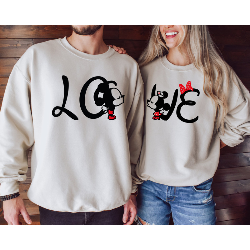 Mickey and Minnie Love Sweatshirt, Matching Couple Sweater, Valentine Mickey Minnie, Matching Love Couples, Mouse Valentine's Day Crewneck.jpg
