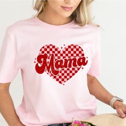 vintage mama shirt, checkered heart valentines day tee, cute mom valentines tee, valentines gift for mom, cute mommy tee