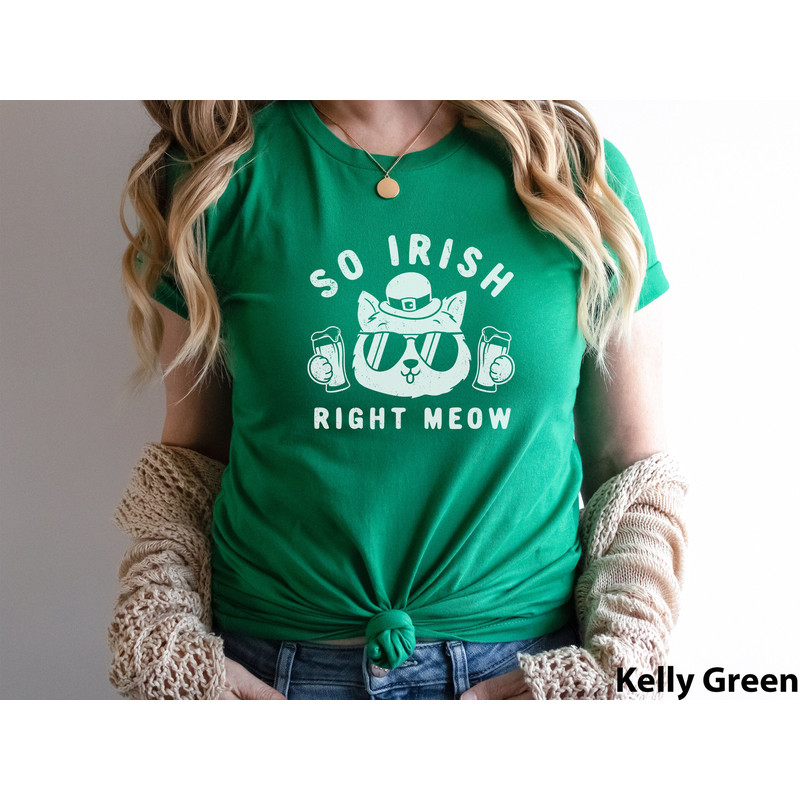 St Patricks day graphic tee funny cat owner So Irish Right Meow Unisex Jersey Short Sleeve Tee T-Shirt.jpg