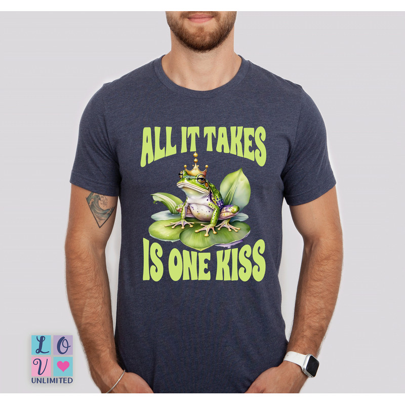 Frog Mardi Gras Carnival Shirt or Sweatshirt, All It Takes Is One Kiss Frog T-shirt for Men.jpg