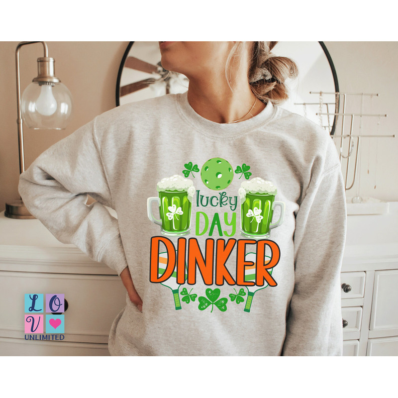 Pickleball Funny Lucky Shamrock Women's St Patrick's Day Sweatshirt, St Patty's Day Pickleball Sweatshirt, Pickleball Lovers Sweater.jpg