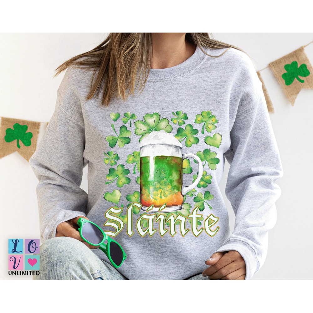 Slainte Shamrock Irish Drinking Sweatshirt, Women Irish Sweatshirt, St Patrick Day Sweatshirt,Trendy St Patrick Day Shirt Slainte Sweatshirt.jpg
