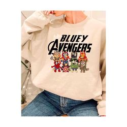 bluey avengers sweatshirt, tshirt, hoodie bluey shirt, bluey chili shirt, bluey birthday party, bluey birthday shirt, bl