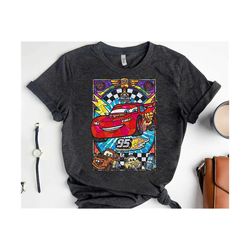 retro disney pixar cars characters shirt lightning mc queen mater stained glass tshirt magic kingdom tee disneyla, disne