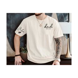 first fathers day shirt, custom dad est with kids names and heart on sleeve shirt, new daddy sweatshirt, father day shir