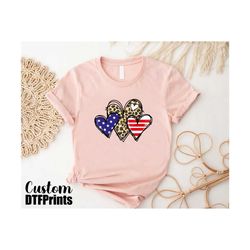 leopard heart american flag tshirt, 4th july usa americana american pride tee, fourth of july shirt, usa wom